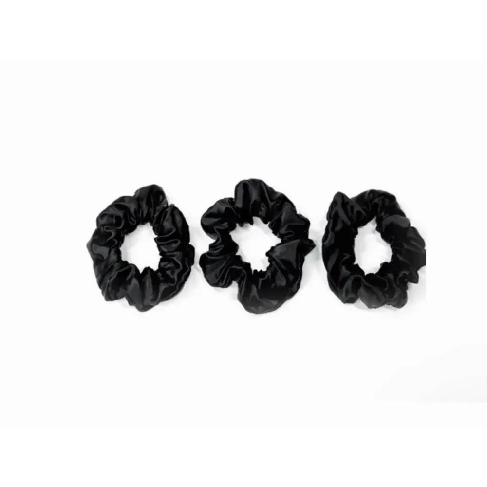 Blissy Scrunchies 100% Mulberry Silk Black 6 Pack NEW IN BOX
